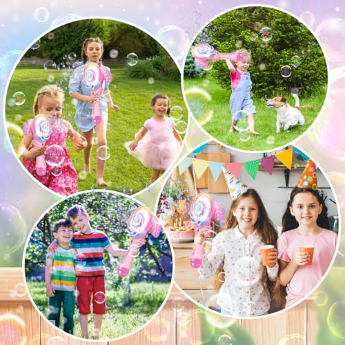 Britik Bubble Wands for Kids Age 4-8: Windmill Light Up Automatic Bubble Machine Rechargeable With 2 Bubble Solution Outdoor Party Birthday Toys for Toddlers, Gift for 3 4 5 6 7 8 Year Old Girls, Pink - Image 4