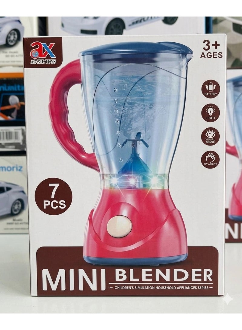 2X Toys Mini Blender Toy Set for Kids, 7 Pcs, Battery Operated Pretend Play Kitchen Appliance with Lights & Sound - Image 1