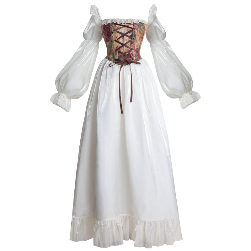 NSPSTT Womens Rococo Victorian Regency Ball Renaissance Medieval Costume Dress Fairy White XLarge