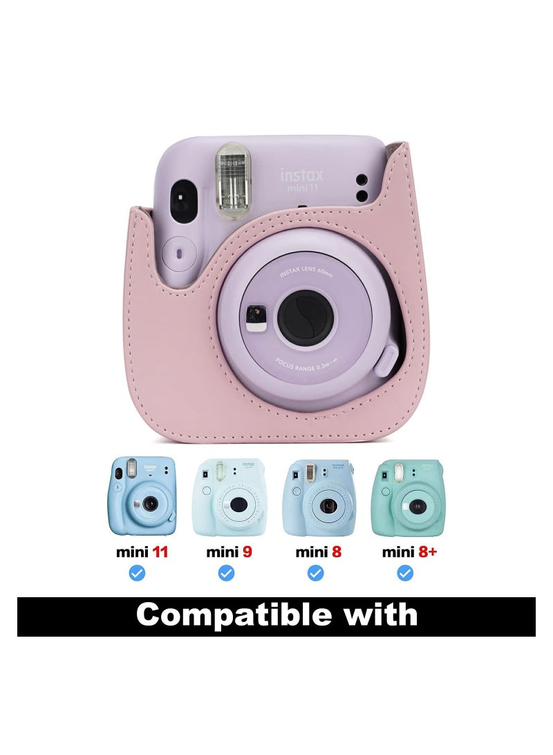 SYOSI Instant Camera Case Compatible with for Fujifilm Instax Mini 11 9 8 8+ PU Leather Bag with Pocket and Adjustable Shoulder Strap Photo Album  - Image 4