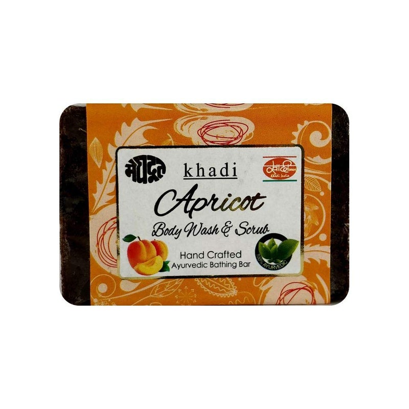 Meghdoot Apricot Body Wash Soap khadi handmade ayurvedic bathing bar with natural apricot extract herbal body cleanser for skin exfoliation and deep moisturization 125gm Pack of 4 - Image 2