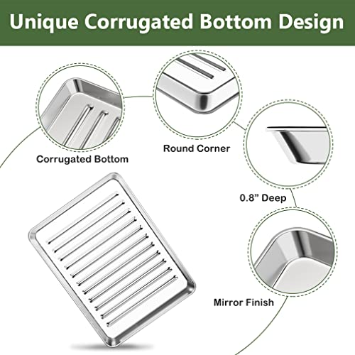 ROTTAY Small Baking Sheet Pan with Wire Rack Set [2 Pans + 2 Racks], 1/8 Stainless Steel Cookie Sheets for Oven, Warp Resistant & Heavy Duty & Rust Free, Size 9 x 7 x 1 Inches - Image 4