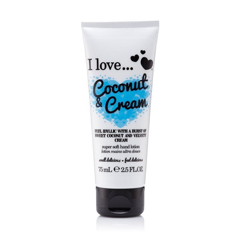 I Love Coconut and Cream Super Soft Hand Lotion - Hand Lotion for Dry Skin - Tropical Coconut Fragrance - Organic Hand Cream - 2.5 oz