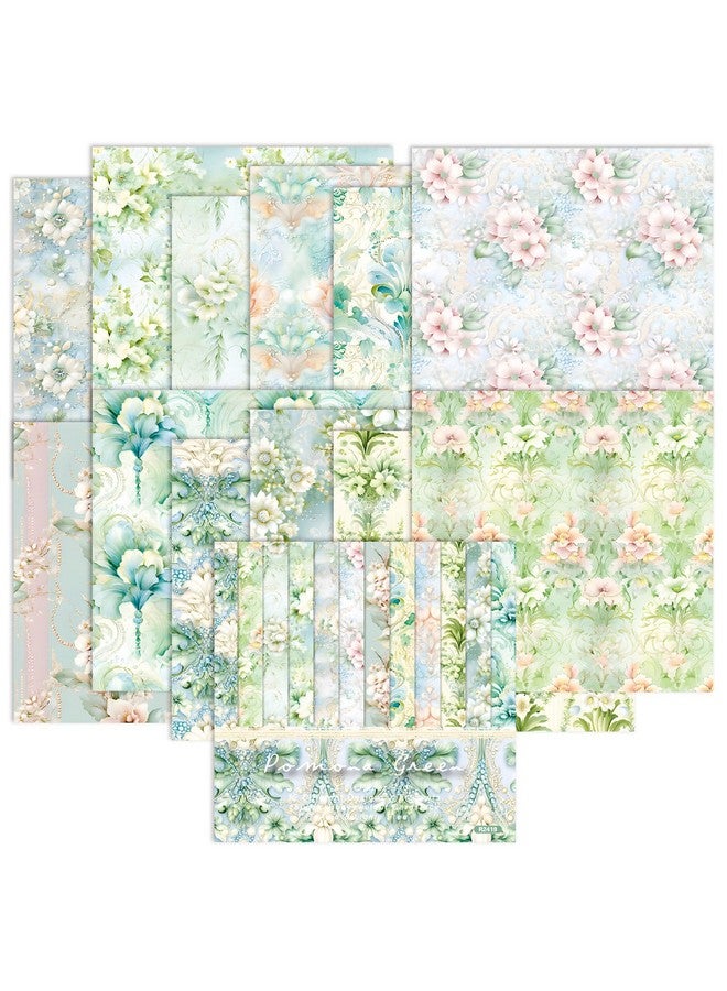 أي كامو وسادة ورق سجل القصاصات 6*6 ورق أوريجامي ورق بنمط زهور أخضر 6 بوصة - 24 ورقة ورق زخرفي للزهور من جانب واحد لصناعة البطاقات في العطلات ومجلة DIY ورق الحرف اليدوية. - Image 1