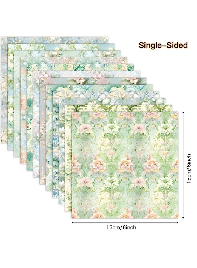 أي كامو وسادة ورق سجل القصاصات 6*6 ورق أوريجامي ورق بنمط زهور أخضر 6 بوصة - 24 ورقة ورق زخرفي للزهور من جانب واحد لصناعة البطاقات في العطلات ومجلة DIY ورق الحرف اليدوية. - Image 2