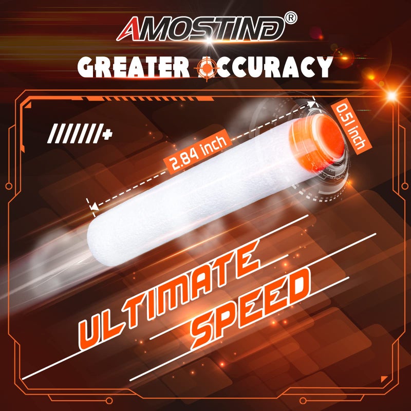 AMOSTING 100PCS Refill Darts for Nerf N Strike Elite 2.0 Series Glow in The Dark Bullets Pack – Compatible with All Elite Blasters White - Image 4