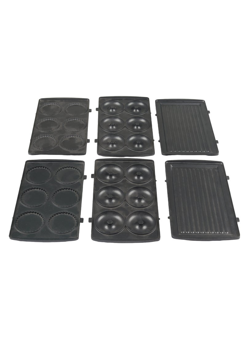 KROOS 6-in-1 Non-Stick Snack Maker for Sandwiches, Grills, Pancakes and Donuts with Detachable Plates  - Image 2