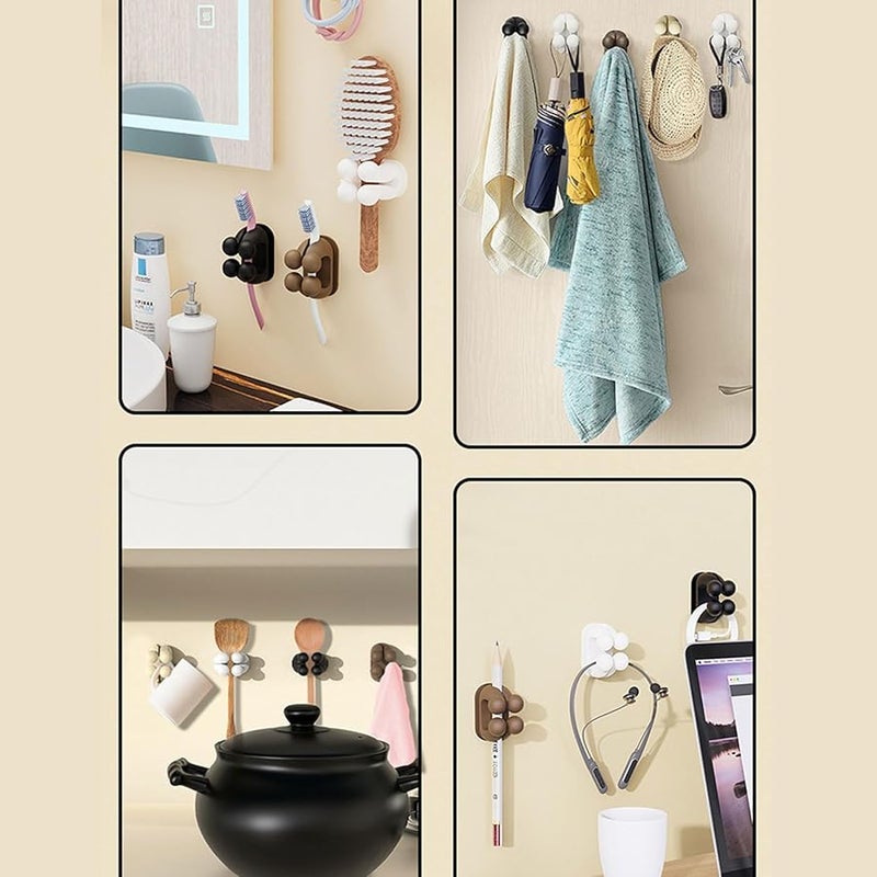 Cream Wall Hooks 4 Pack Multi Purpose Storage Organizer For Bathroom Office - Image 3