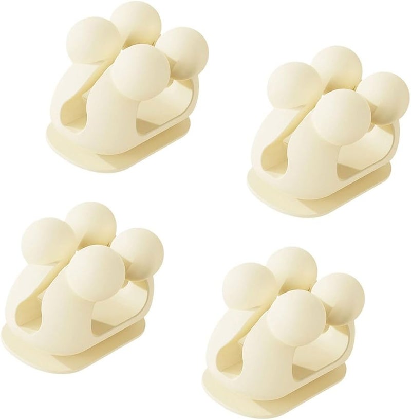 Cream Wall Hooks 4 Pack Multi Purpose Storage Organizer For Bathroom Office - Image 1