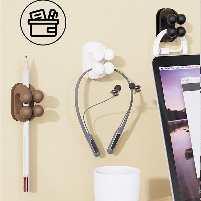 Cream Wall Hooks 4 Pack Multi Purpose Storage Organizer For Bathroom Office - Image 4