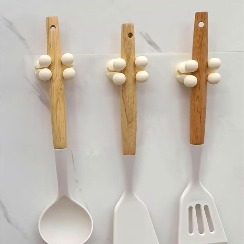 Cream Wall Hooks 4 Pack Multi Purpose Storage Organizer For Bathroom Office - Image 5