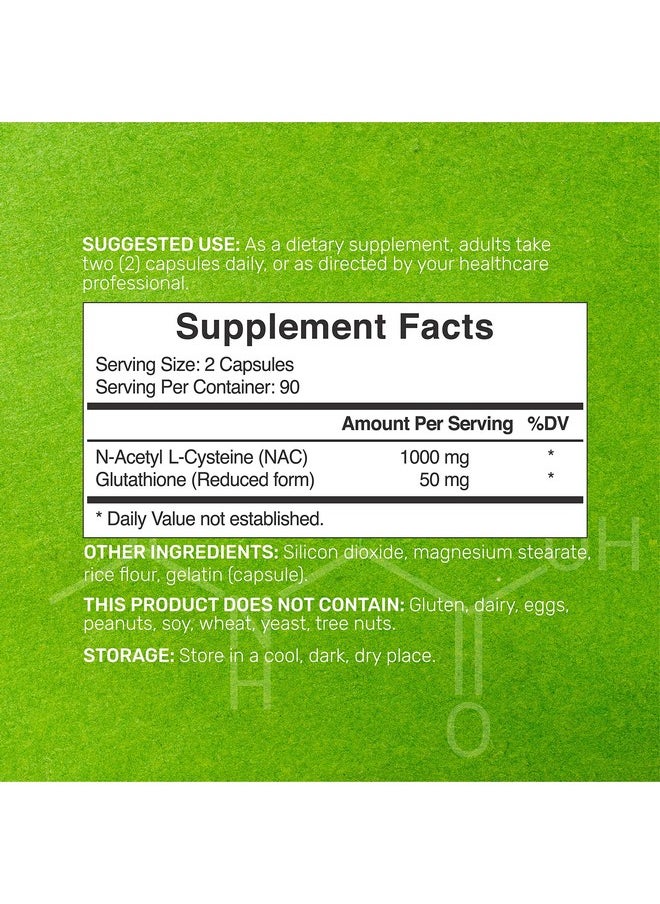 Eagleshine Vitamins - Nac Supplement (Nacetyl Cysteine) 1000Mg With Glutathione 50Mg 180 Capsules 3 Month Supply; 2 In 1 Support Antioxidant; Promotes Immune Health Lung & Liver Function - Image 1