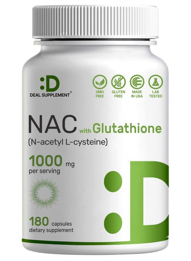 Eagleshine Vitamins - Nac Supplement (Nacetyl Cysteine) 1000Mg With Glutathione 50Mg 180 Capsules 3 Month Supply; 2 In 1 Support Antioxidant; Promotes Immune Health Lung & Liver Function - Image 1