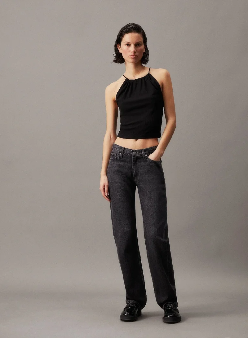 Calvin Klein Jeans Ck Black Tie Detail Sleeveless Top for Women | Best Price UAE