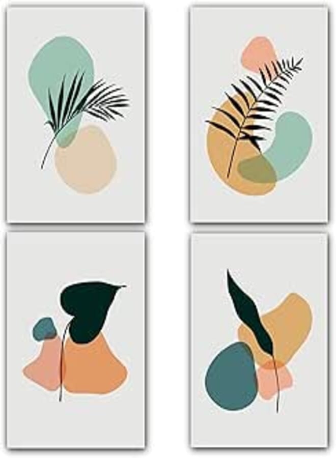 State Media Vision Colourful Modern Abstract Wall Art Set of 4 - Modern Home Decor Abstract Prints Collection Perfect For Bathroom Bedroom or Living Room (Unframed) A4 Size 
