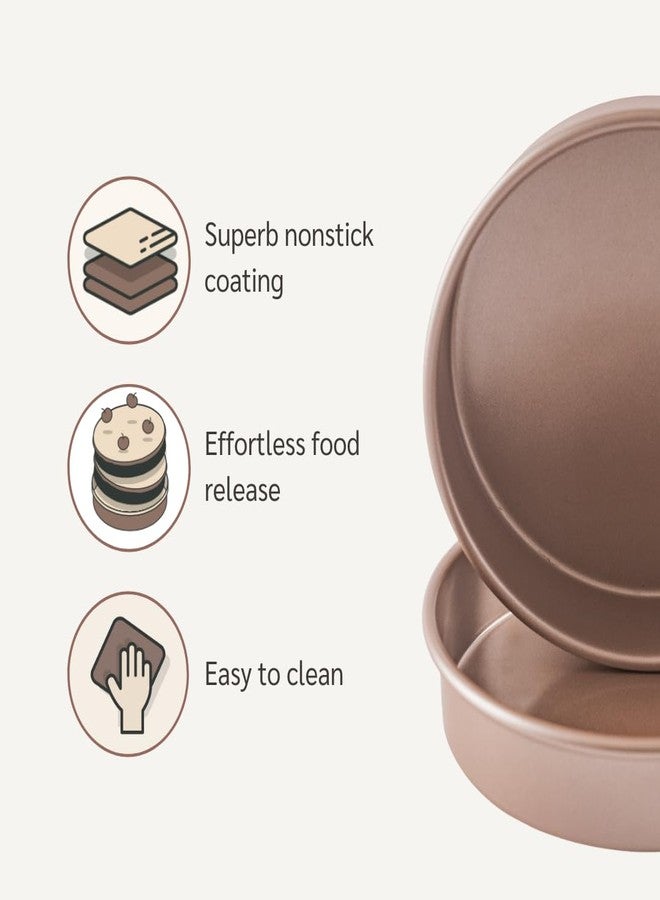 HAPPIELS Non Toxic Nonstick 9 inch Round Cake Pans Set of 2 | Quality Non Stick 9 inches Layer Circle Cake Pan 2 inches Deep | Best 9in Baking Pan PFOA, BPA free Nontoxic | 9inch 9inches Cake Pans Set - Image 2