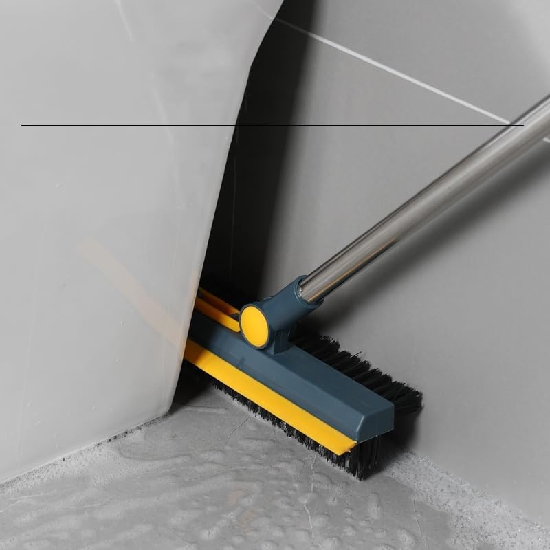 ZEKAROUL 3 in 1 Floor Scrub Brush with Long Handle, Cleaning Brush with Squeegee & Clip Stiff Bristle Brush Mop 360° Swivel Head Brush for Patio Bathroom Garage Kitchen Wall (4Ft) - Image 4