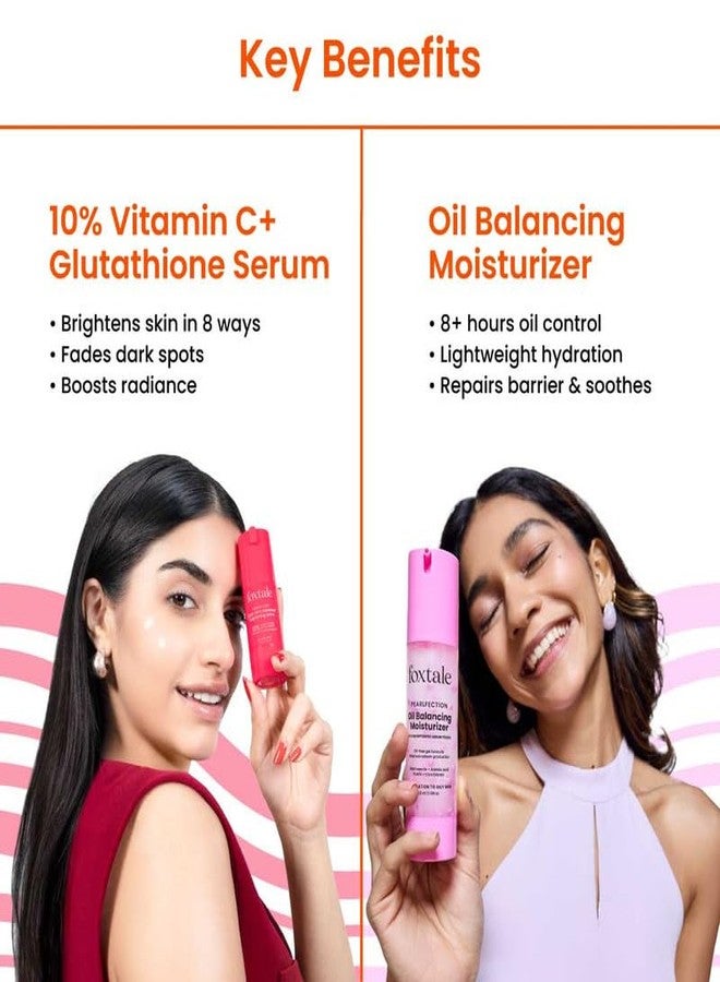 foxtale Foxtale Clear Glow Duo | 10% Vitamin C + Glutathione Advanced  Brightening Serum + Oil Balancing Moisturizer | Brightens, fades dark spots  & controls oil with lightweight hydration | Best Price UAE