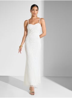 Namshi x Sweetheart Neckline Beaded Embellished Gown  - Image 5