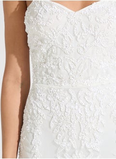 Namshi x Sweetheart Neckline Beaded Embellished Gown  - Image 4