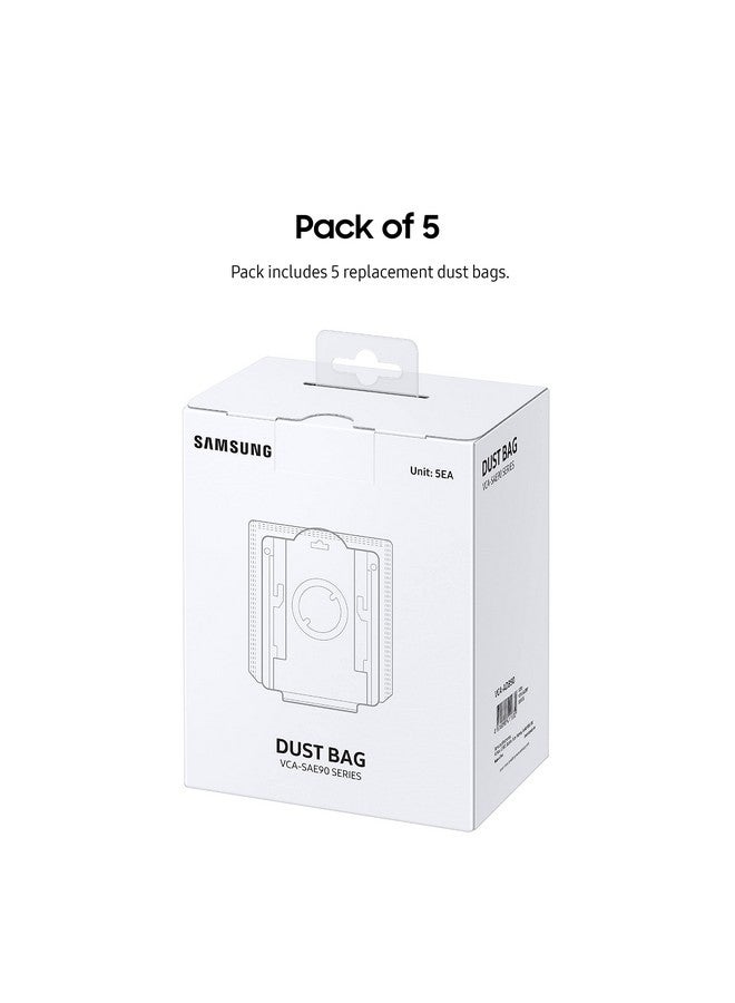 SAMSUNG Clean Station Dust Bags, Pack of 5 Replacement Bags for Jet Stick Cordless Vacuum Cleaners, Hygienic Floor Cleaning Solution, VCA-ADB90/XAA, Grey - Image 3