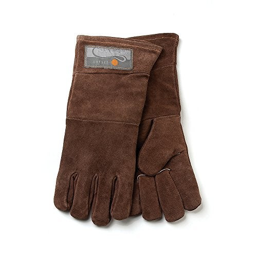 Outset Leather Grill Gloves, Set of 2 Brown Leather BBQ Gloves - Image 1