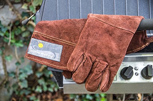 Outset Leather Grill Gloves, Set of 2 Brown Leather BBQ Gloves - Image 3