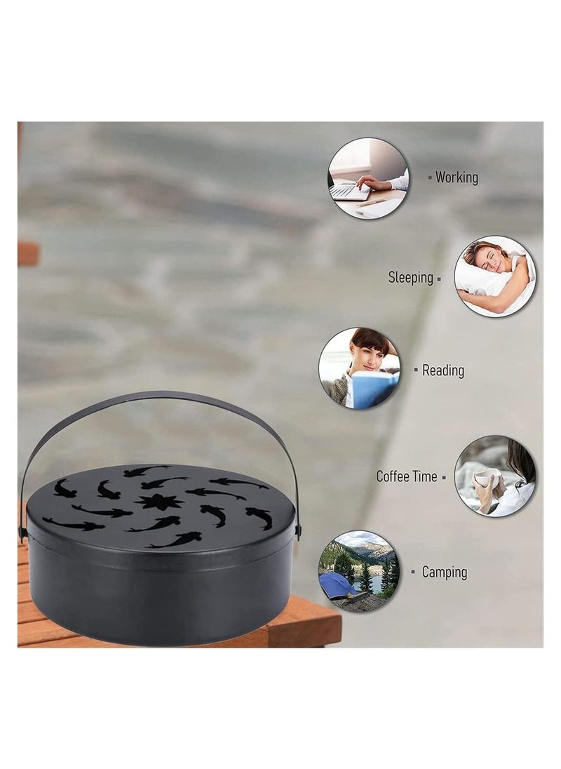 SYOSI - Mosquito Coil Box Wrought Iron Hollow Portable Incense Burner Holder Flying Fish Hollow Out Mosquito Coil Holder Sandalwood Mosquitoes Repellent Burning With Handle - Image 1