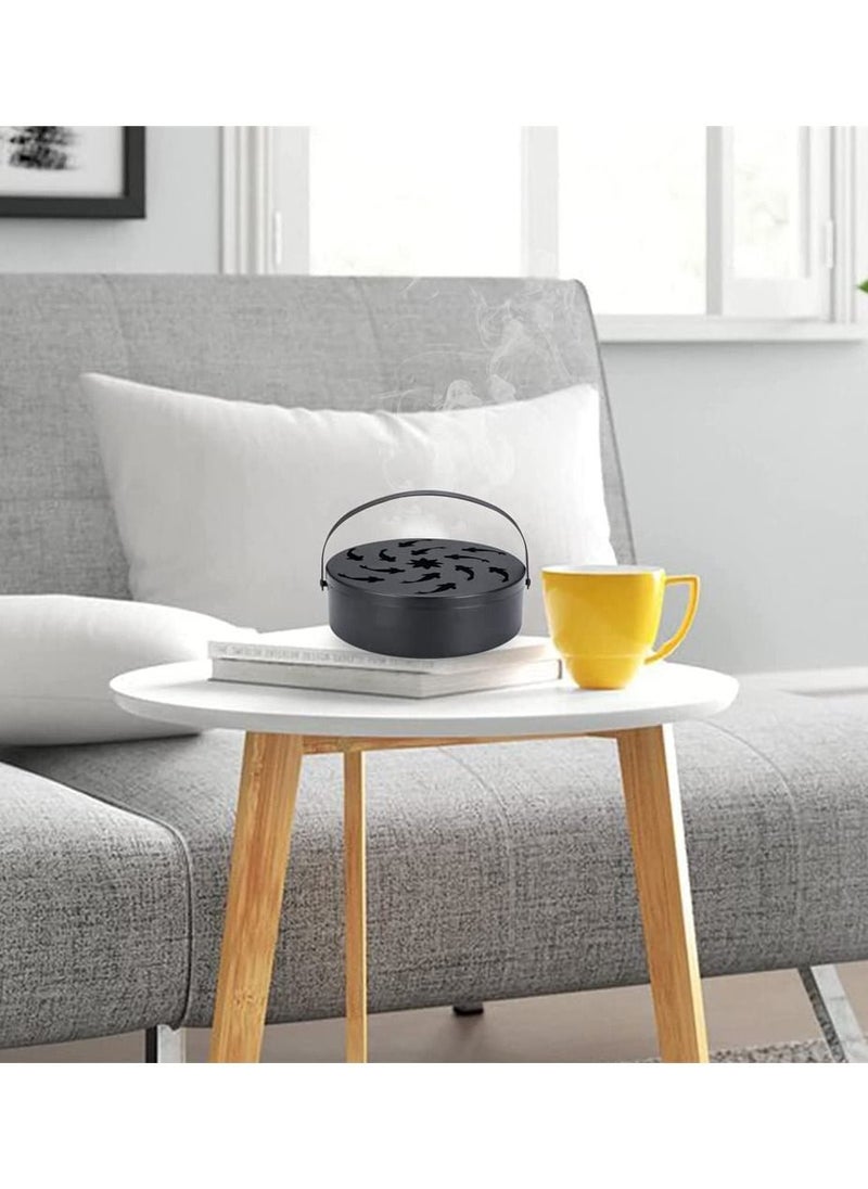 SYOSI - Mosquito Coil Box Wrought Iron Hollow Portable Incense Burner Holder Flying Fish Hollow Out Mosquito Coil Holder Sandalwood Mosquitoes Repellent Burning With Handle - Image 1