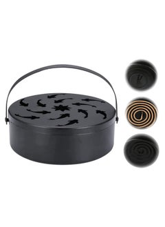 Mosquito Coil Box Wrought Iron Hollow Portable Incense Burner Holder Flying Fish Hollow Out Mosquito Coil Holder Sandalwood Mosquitoes Repellent Burning With Handle