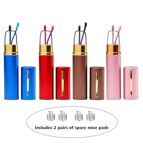 OWTXIS 4 Pack Slim Pen Reading Glasses for Men Women, Blue Light Blocking Compact Reader Glasses with Portable Clip Case, +1.50 - Image 2