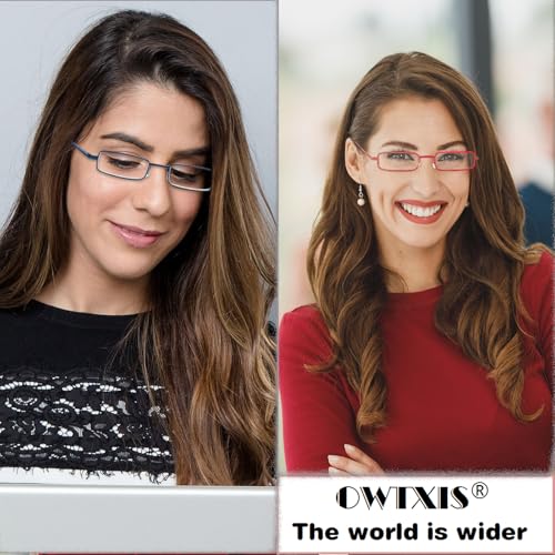 OWTXIS 4 Pack Slim Pen Reading Glasses for Men Women, Blue Light Blocking Compact Reader Glasses with Portable Clip Case, +1.50 - Image 3