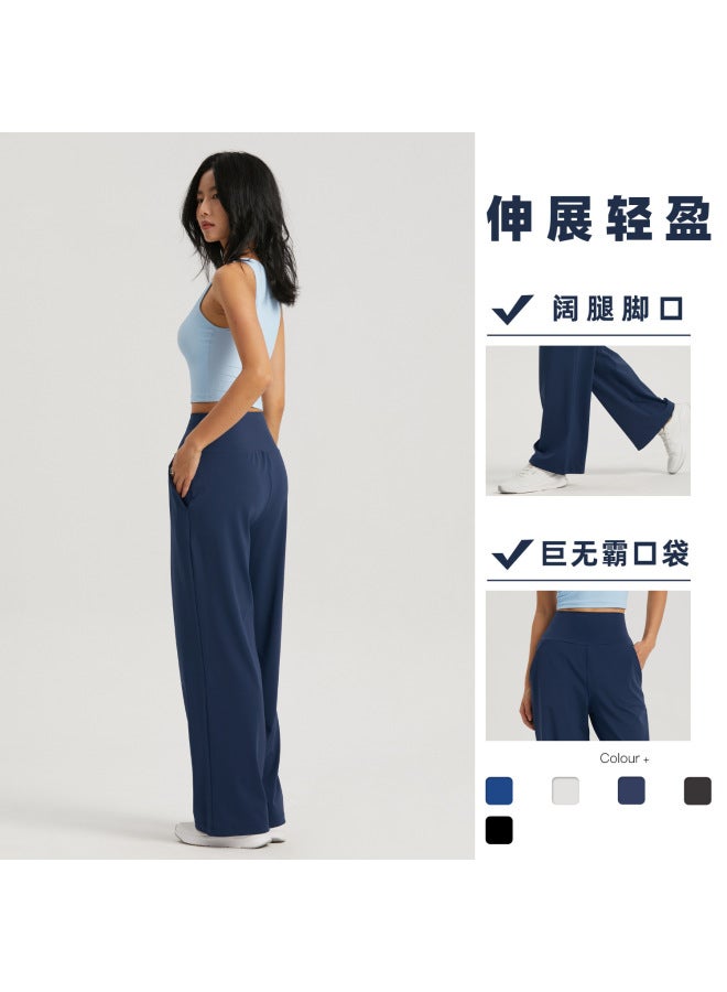 Wow Nuls Naked High Waist Sports Pants Women's Wide Leg Slimming Straight Pants Outdoor Running Training Fitness Pants - Image 3