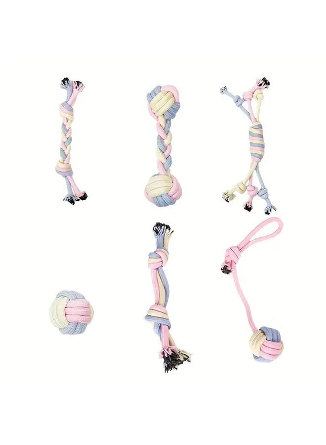 290 جرام مجموعة من ست قطع لعبة مضغ للكلاب شديدة القوة مع صرير مقاومة للغاية كرة حبل لتنظيف الأسنان - Image 4