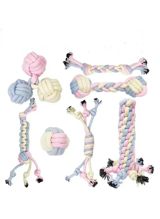 290 جرام مجموعة من ست قطع لعبة مضغ للكلاب شديدة القوة مع صرير مقاومة للغاية كرة حبل لتنظيف الأسنان - Image 2