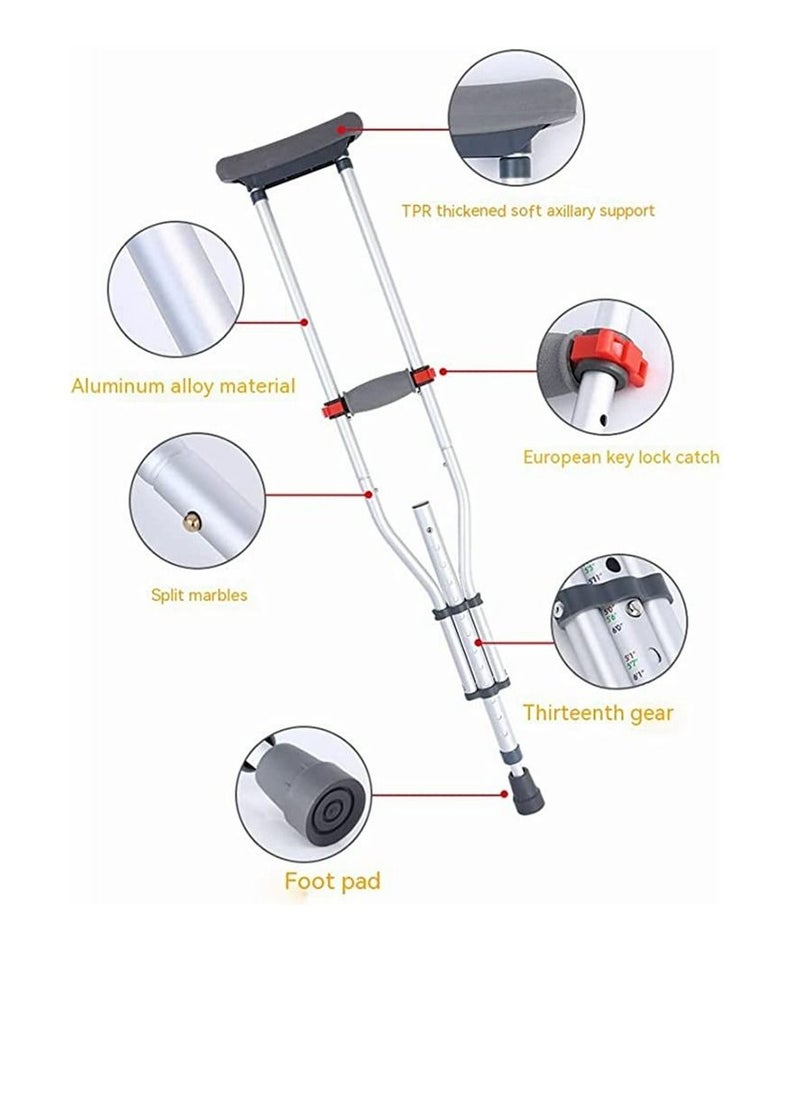 Cool Baby COOLBABY Adult Crutches Portable Folding Crutches Non-Slip  Aarmpit Crutches Aluminum Crutches Light And Adjustable Suitable For The Elderly Disabled  Detachable And Easy To Use  - Image 3