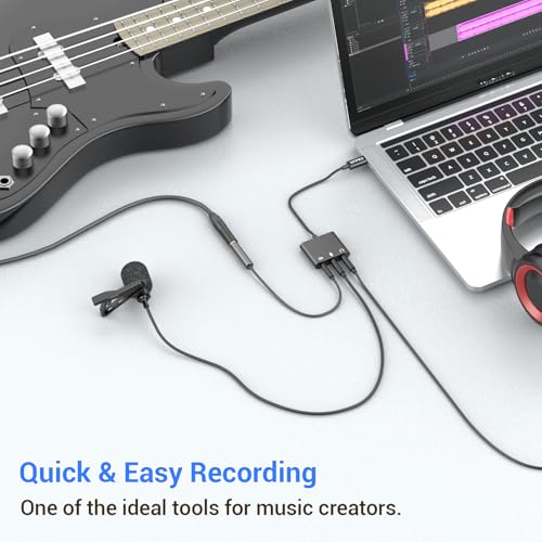 Cubilux USB C to 3.5mm Adapter for Live Streaming/Recording, USB C to TRRS Microphone Splitter for Laptop, Recording Adapter with Line-in & Mic-in & 3.5 Headphone Out-Suitable for Laptop/PC - Image 5