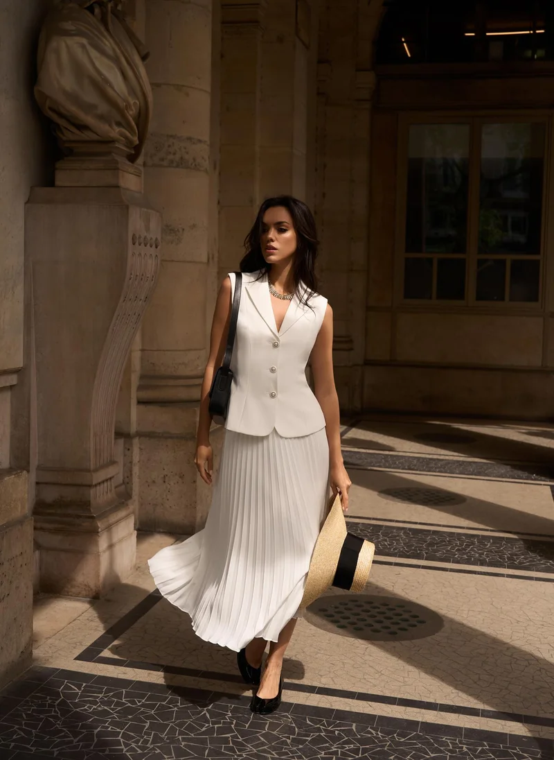 Lichi Flared waistcoat with accent buttons