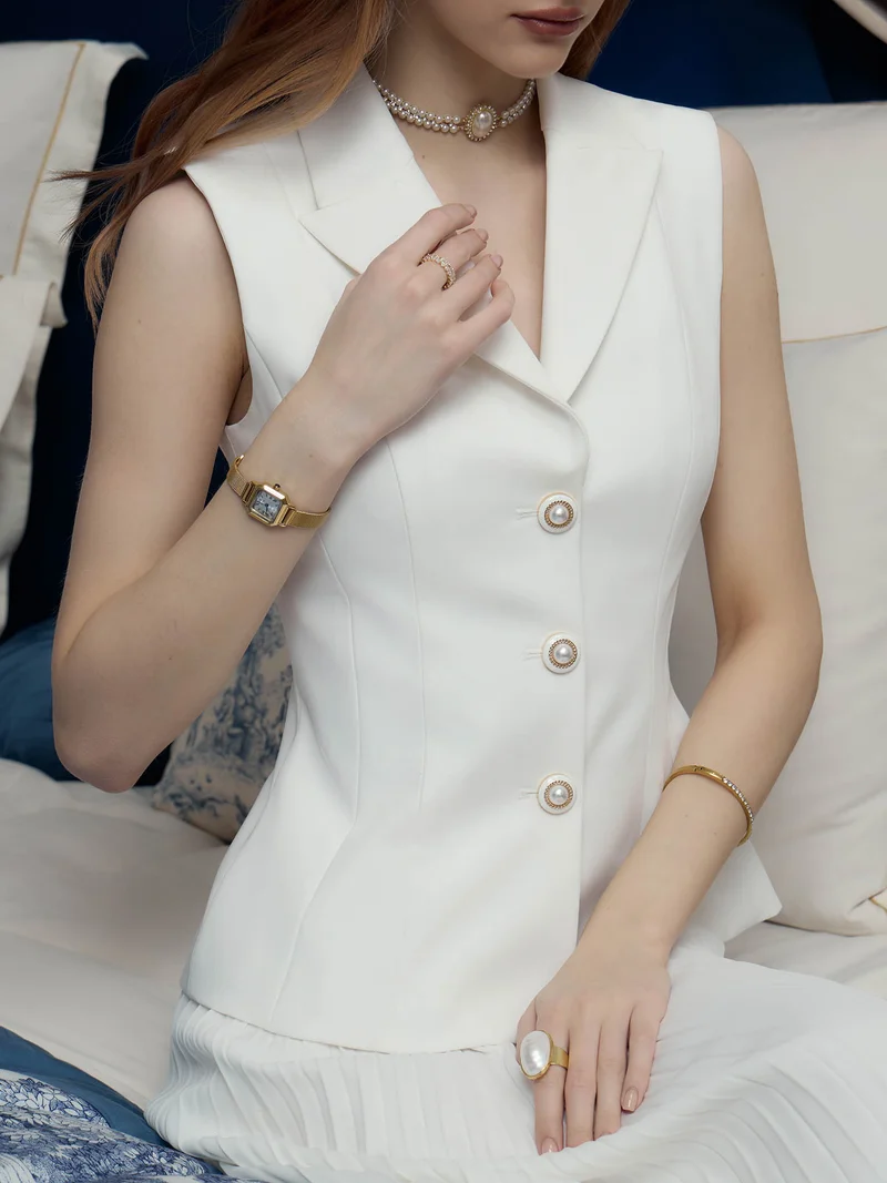 Lichi  Flared waistcoat with accent buttons for Women | Best Price UAE