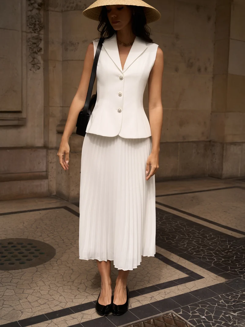 Lichi  Flared waistcoat with accent buttons for Women | Best Price UAE