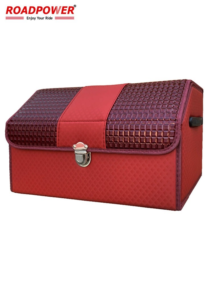 RoadPower Car Trunk Storage Organizer And Suv  Collapsible Cargo Multi Compartment Adjustable Auto Grocery Medium Box 50x30x30Cm Marron  - Image 1