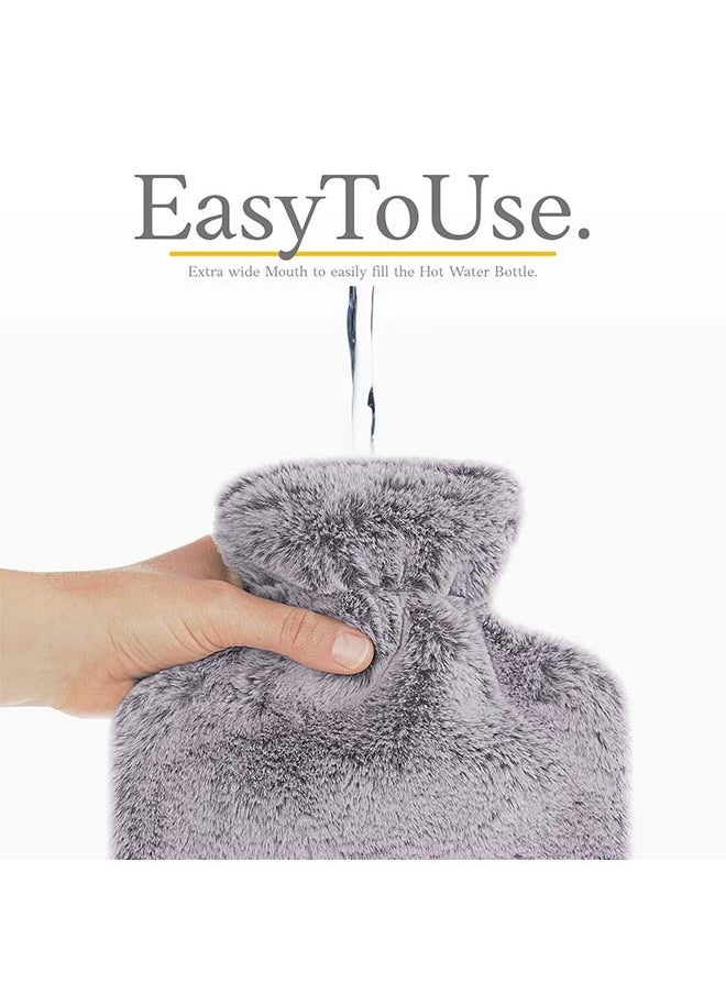 BTFMEI Hot Water Bottle with Cover, 1L Large Hot Water Bottle, Wearable Hot Water Bottle for Neck, Shoulder Pain and Hand Feet Warmer, Menstrual Cramps, Hot Compress and Cold Therapy (Grey)  - Image 3