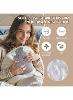 BTFMEI Hot Water Bottle with Cover, 1L Large Hot Water Bottle, Wearable Hot Water Bottle for Neck, Shoulder Pain and Hand Feet Warmer, Menstrual Cramps, Hot Compress and Cold Therapy (Grey)  - Image 4