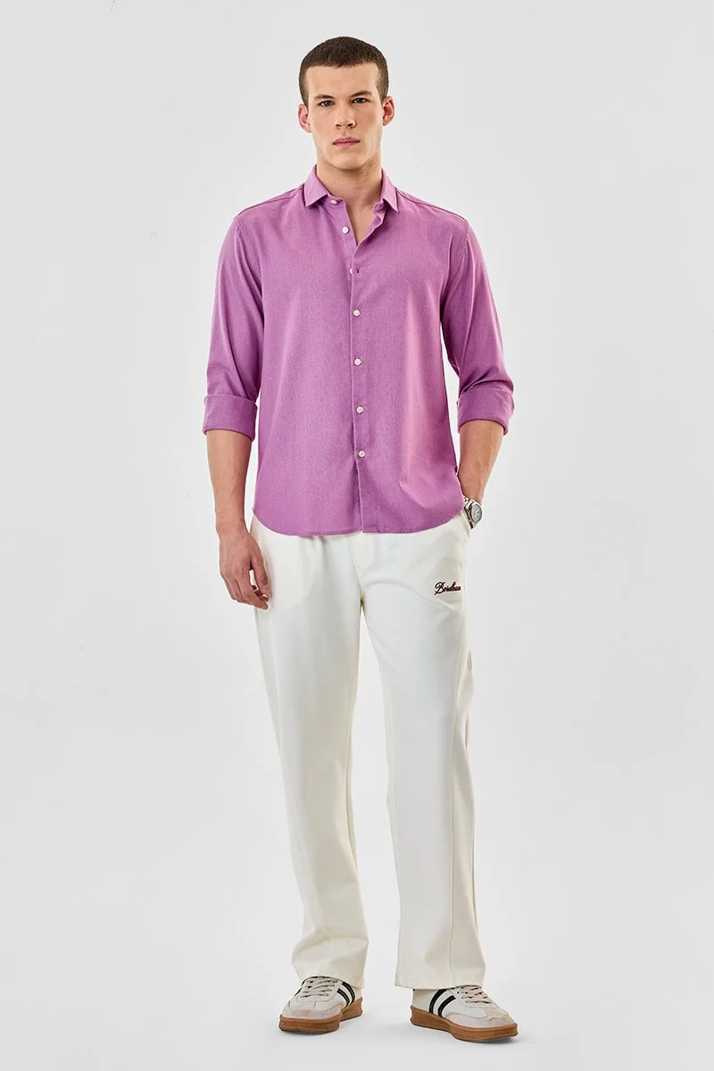 سنيتش Mauve Solid Long Sleeve Regular Fit Shirt