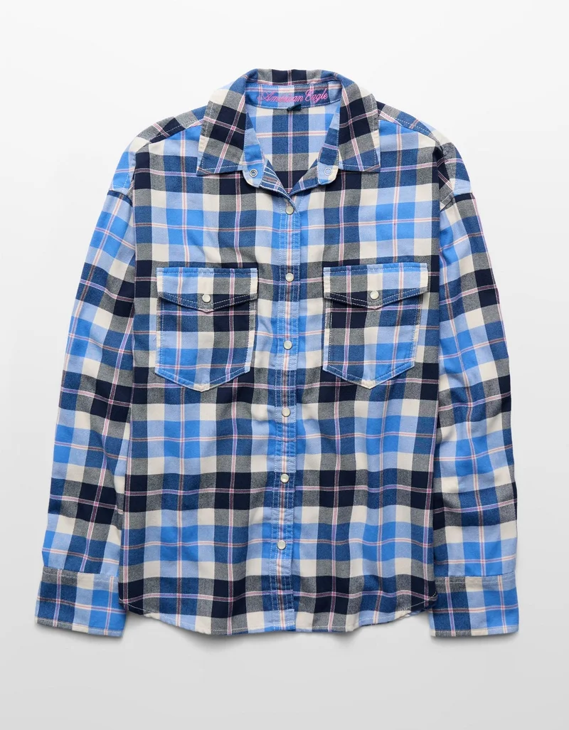 American Eagle  AE Oversized Flannel Shirt for Women | Best Price UAE