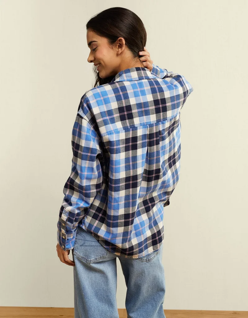 American Eagle  AE Oversized Flannel Shirt for Women | Best Price UAE