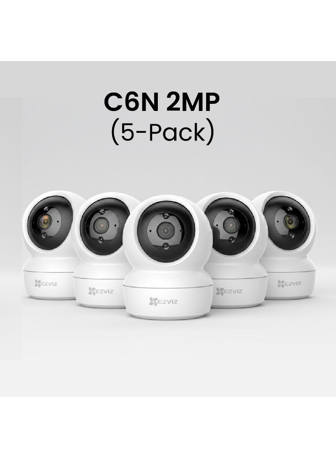 EZVIZ 2MP C6N Pack Of 5 Wi-Fi 1080P Smart Home Security Camera, Baby Monitor Surveillance Camera With Motion Detection Smart Tracking Two Way Audio Night Vision Remote Control Works With Alexa - White - Image 2