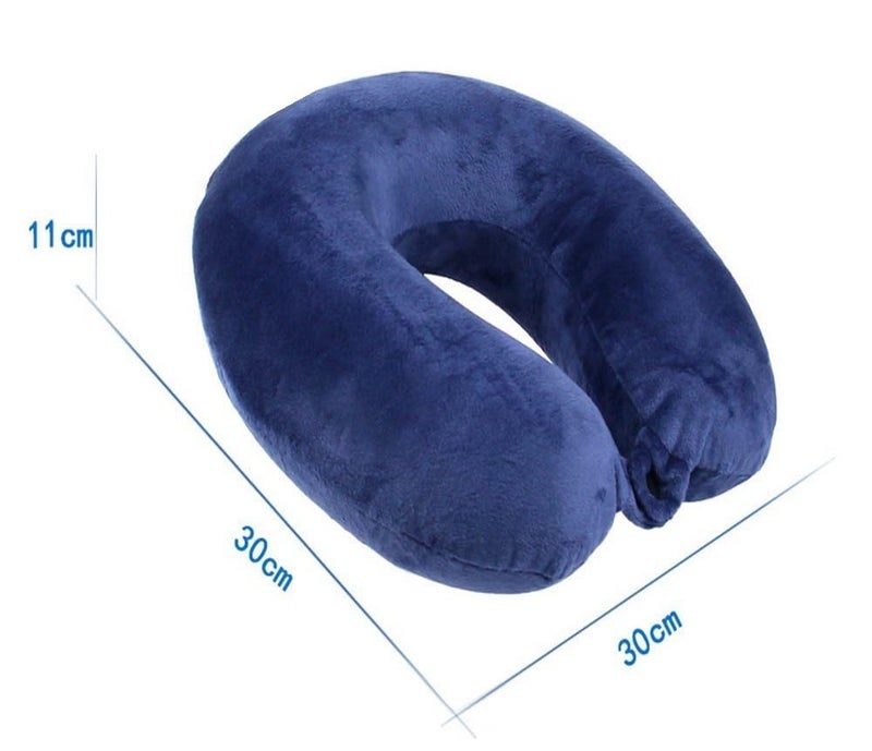 Inditradition Memory Foam U-Shape Travel Neck Pillow with 3D Eye Mask (Combo Pack) - Navy Blue/Black - Image 2