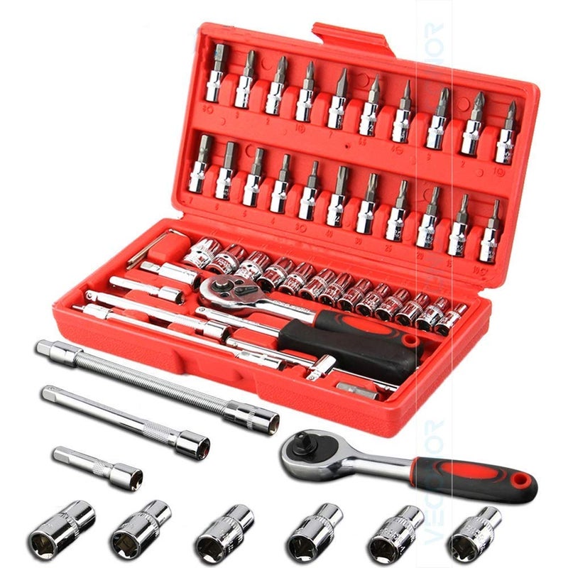 SNE 46 in 1 Pcs Tool Kit & Screwdriver and Socket Set Multi Purpose Combination Tool Case Precision Socket Set With 10 in 1 Pcs Wrench Tool Kit - Image 5