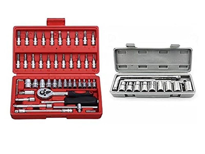 SNE 46 in 1 Pcs Tool Kit & Screwdriver and Socket Set Multi Purpose Combination Tool Case Precision Socket Set With 10 in 1 Pcs Wrench Tool Kit - Image 1